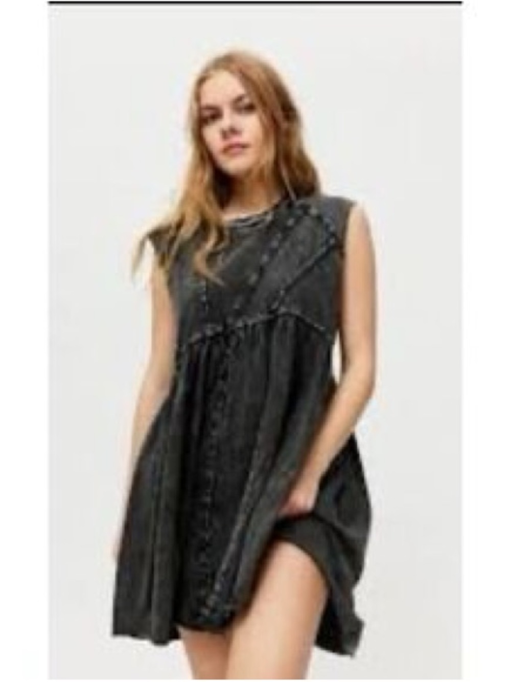 Urban Outfitters Washed Black Sleeveless Mini Dress